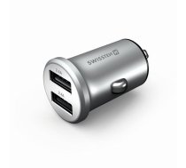 Swissten Metal Premium Auto Lādētājs 2 x USB / 4.8A Sudraba
