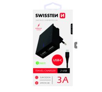 Swissten Tīkla Lādētājs USB 3А / 15W Ar USB-C vadu 1.2m