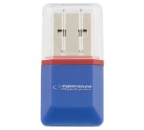 Ārējās datu glabāšanas iekārtas // Atmiņas kartes un lasītāji // EA134B Czytnik kart micro SD USB niebieski Esperanza