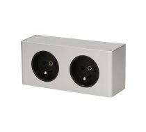 Instrumenti un Mēriekārtas // Jaunumi instrumentos, piederumos // Podwójne gniazdo meblowe podszafkowe, 2x2P+Z srebrne