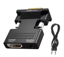 TV, SAT, HDMI, DVI kabeļi un aksesuāri // Konektori, aksesuāri un instrumenti koaksiālajiem kabeļiem // HD38 Konwerter hdmi do vga d-sub audio