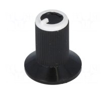 Knob | with flange | plastic | Øshaft: 6mm | Ø10x19mm | black | white