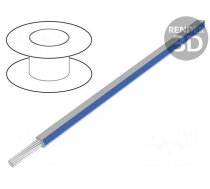 Wire | stranded | Cu | 18AWG | PVC | white-blue | 600V | 1x18AWG