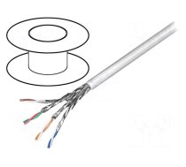 Wire | S/FTP | 6 | stranded | CCA | 4x2x27AWG | PVC | grey | 100m | 6.3mm
