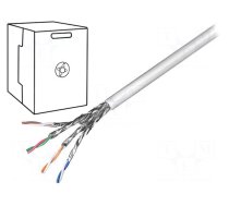 Wire | S/FTP | 6 | stranded | CCA | 4x2x27AWG | PVC | grey | 305m | 6.3mm