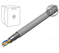 Wire | SF/UTP | Cat 6 | 4x2x26AWG | Cu | stranded | LSZH | grey | 305m