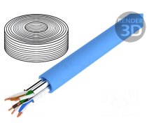 Wire | U/FTP | Cat 6a | 4x2x23AWG | Cu | wire | LSZH | blue | 50m | CPR: Dca