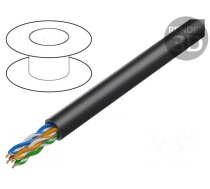 Wire | U/UTP | Cat 6 | 4x2x23AWG | Cu | wire | PE | black | 100m | Øcable: 6mm