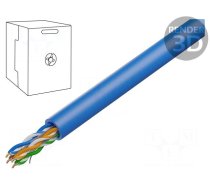 Wire | U/UTP | Cat 6 | 4x2x23AWG | OFC | wire | PVC | blue | 305m
