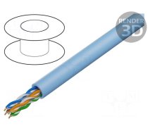 Wire | U/UTP | Cat 6a | 4x2x23AWG | Cu | wire | LSZH | blue | 305m | CPR: Dca