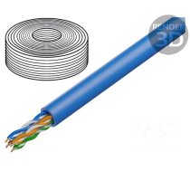 Wire | U/UTP | Cat 6a | 4x2x23AWG | Cu | wire | LSZH | blue | 50m | CPR: Dca