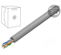 Wire | U/UTP | Cat 6 | 4x2x26AWG | Cu | stranded | LSZH | grey | 305m