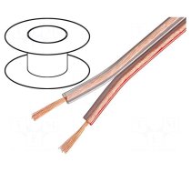 Wire: loudspeaker cable | 2x0,5mm2 | stranded | Cu | transparent