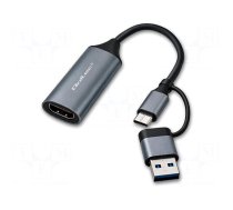 Adapter | HDMI socket,USB A plug,USB C socket,USB C plug | PVC