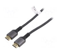 Cable | HDMI plug,both sides | textile | HDMI 2.1 | 2m | black