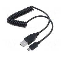 Cable | USB 2.0,coiled | USB A plug,USB B micro plug | black