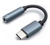 Cable | Jack 3.5mm socket,USB C plug | 0.1m | black