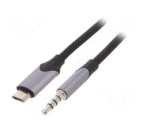 Cable | Jack 3,5mm 4pin plug,USB B micro plug | nickel plated | 1m
