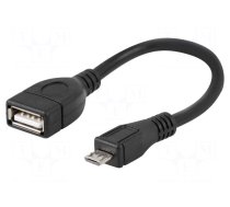 Cable | OTG,USB 2.0 | USB A socket,USB B micro plug | 0.15m | black
