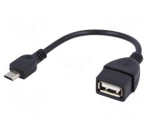 Cable | OTG,USB 2.0 | USB A socket,USB B micro plug | 0.15m | black