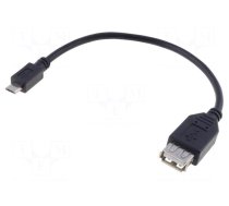 Cable | OTG,USB 2.0 | USB A socket,USB B micro plug | 0.2m | black
