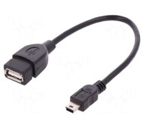 Cable | OTG,USB 2.0 | USB A socket,USB B mini plug | 0.2m | black