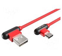 Cable | PRATI | USB 2.0 | USB A angled plug,USB C angled plug | 1m