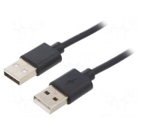Cable | USB 2.0 | USB A plug,both sides | nickel plated | 1m | black