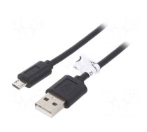 Cable | USB 2.0 | USB A plug,USB B micro plug | 0.6m | black | Core: Cu