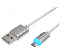 Cable | PRATI | USB 2.0 | USB A plug,USB B micro plug | 1m | grey | 2.4A