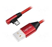 Cable | USB 2.0 | USB A plug,USB B micro plug (angle) | 0.3m | red