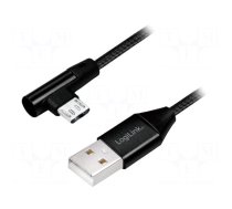 Cable | USB 2.0 | USB A plug,USB B micro plug (angle) | 1m | black