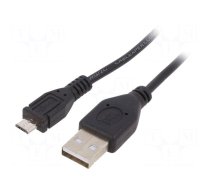 Cable | USB 2.0 | USB A plug,USB B micro plug | gold-plated | 0.5m