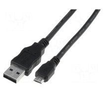 Cable | USB 2.0 | USB A plug,USB B micro plug | nickel plated | 1m