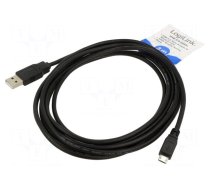Cable | USB A plug,USB B micro plug | nickel plated | 3m | black