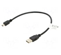 Cable | USB 2.0 | USB A plug,USB B mini plug | gold-plated | 0.3m