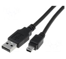 Cable | USB 2.0 | USB A plug,USB B mini plug | nickel plated | 1.8m