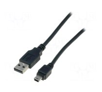 Cable | USB 2.0 | USB A plug,USB B mini plug | nickel plated | 1m