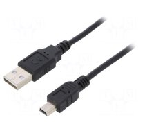 Cable | USB 2.0 | USB A plug,USB B mini plug | nickel plated | 1m