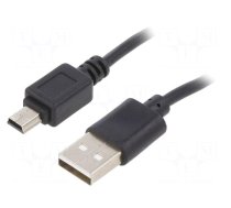 Cable | USB 2.0 | USB A plug,USB B mini plug | nickel plated | 1m