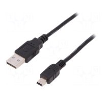 Cable | USB 2.0 | USB A plug,USB B mini plug | nickel plated | 3m