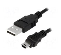 Cable | USB 2.0 | USB A plug,USB B mini plug | nickel plated | 3m