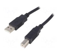 Cable | USB 2.0 | USB A plug,USB B plug | 0.5m | black | Core: Cu
