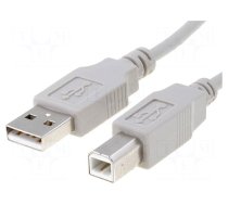 Cable | USB 2.0 | USB A plug,USB B plug | 0.5m | grey | Core: Cu