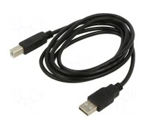 Cable | USB 2.0 | USB A plug,USB B plug | 1.8m | black | Cu | 28AWG | PVC