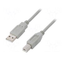 Cable | USB 2.0 | USB A plug,USB B plug | 1m | grey