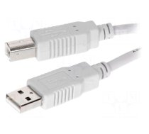 Cable | USB 2.0 | USB A plug,USB B plug | 1m | grey | Core: Cu