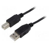 Cable | USB 2.0 | USB A plug,USB B plug | 5m | black