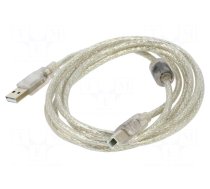 Cable | USB 2.0 | USB A plug,USB B plug | gold-plated | 1.8m | Cu | PVC