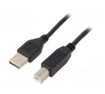 Cable | USB 2.0 | USB A plug,USB B plug | gold-plated | 1m | black
